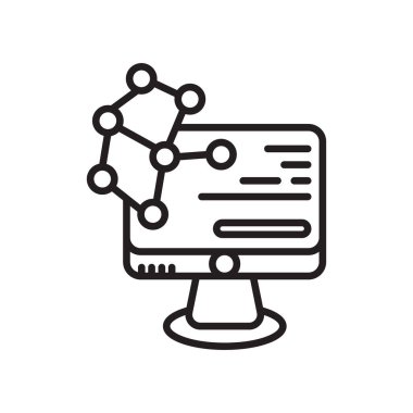 Moleküler simge vektör işareti ve üzerinde beyaz backgrou izole sembolü