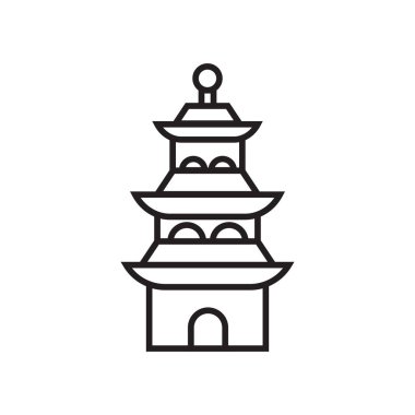 Pagoda simge vektör işareti ve beyaz arka plan üzerinde izole sembolü