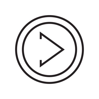 Sağ ok simge vektör işareti ve üzerinde beyaz backgr izole sembolü