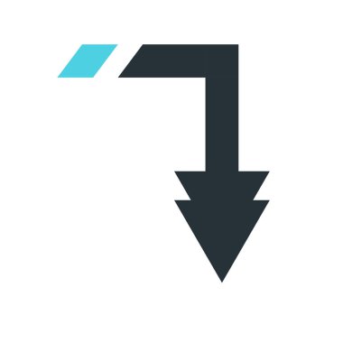 Aşağı ok simge vektör işareti ve üzerinde beyaz backgro izole sembolü