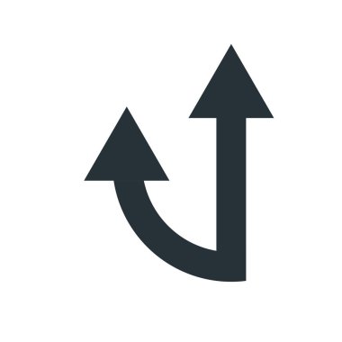 Ok simge vektör işareti ve üzerinde beyaz adam izole sembolü