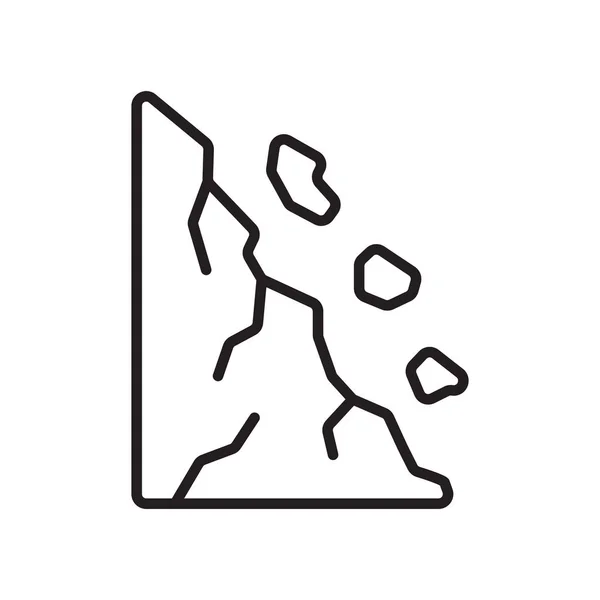 Sinal de vetor ícone de deslizamento de terra e símbolo isolado no backgrou branco — Vetor de Stock