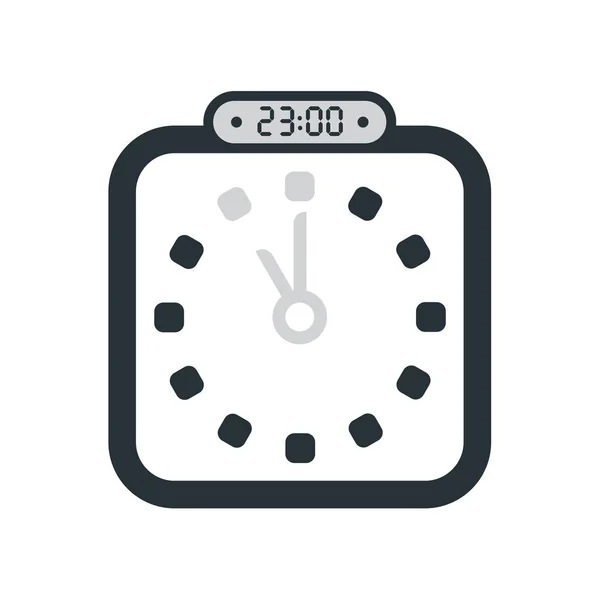 23:00, 11 вечора піктограма ізольована на білому тлі, годинник і чекати — стоковий вектор