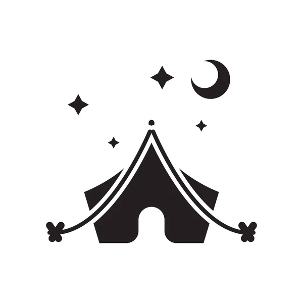 Icône de camping nocturne signe vectoriel et symbole isolé sur fond blanc, Icône de concept de logo de camping nocturne — Image vectorielle