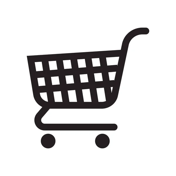 Carrinho de compras ícone vetor sinal e símbolo isolado na parte traseira branca —  Vetores de Stock
