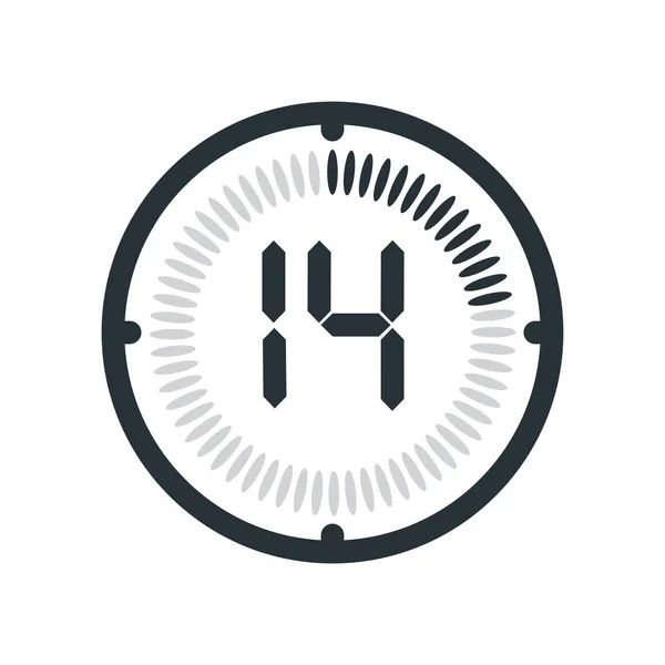 The 14 minutes icon isolated on white background, clock and watc — Stock Vector