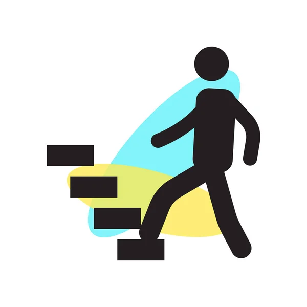 Человек поднимается по лестнице иконка знак вектора и символ изолированы на белом — стоковый вектор