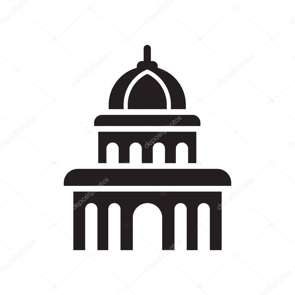 Capitol icon vector sign and symbol isolated on white background