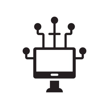Bilgisayar simge vektör işareti ve üzerinde beyaz adam izole sembolü
