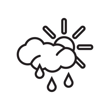 Yağmur simge vektör işareti ve beyaz arka plan üzerinde yağmur logo kavramı izole sembolü