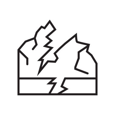 Deprem simge vektör işareti ve üzerinde beyaz backgro izole sembolü