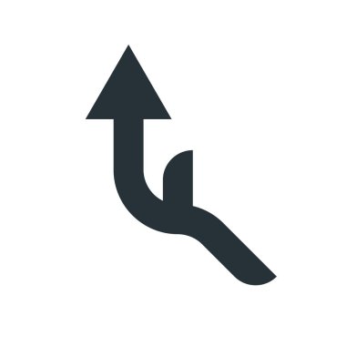 Ok simge vektör işareti ve üzerinde beyaz adam izole sembolü