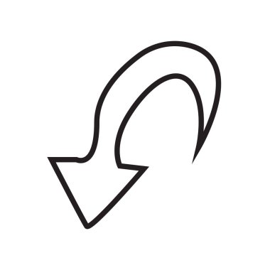 Aşağı döndürme simgesi üzerinde izole beyaz arka plan web ve mobil uygulaması tasarımı, aşağı dönüş logo kavramı için vektör