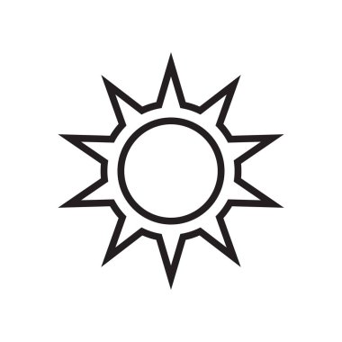 Paz simge vektör üye ve beyaz arka plan üzerinde güneş logo kavramı izole sembolü