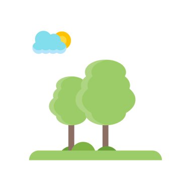 Ağaçlar simge vektör işareti ve beyaz arka plan üzerinde izole sembolü