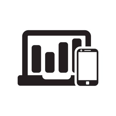 Bir ekran ve bir akıllı telefon simgesi istatistikleri işareti ve sym vektör
