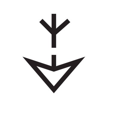 Aşağı ok simge vektör işareti ve üzerinde beyaz backgro izole sembolü