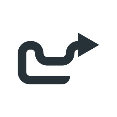 Sağ ok simge vektör işareti ve üzerinde beyaz backgr izole sembolü