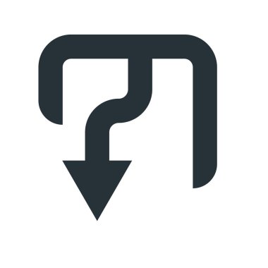 Aşağı ok simge vektör işareti ve üzerinde beyaz backgro izole sembolü