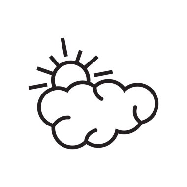 Bulutlu simge vektör işareti ve beyaz arka plan üzerinde bulutlu logo kavramı izole sembolü