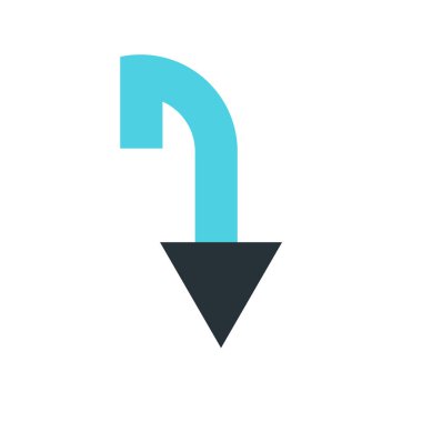 Aşağı ok simge vektör işareti ve üzerinde beyaz backgro izole sembolü