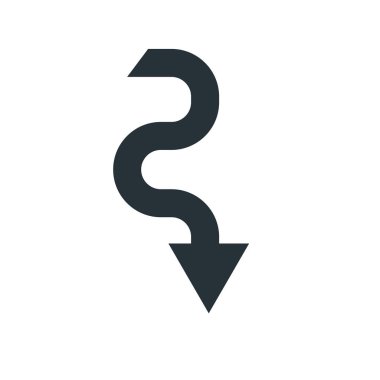 Aşağı ok simge vektör işareti ve üzerinde beyaz backgro izole sembolü