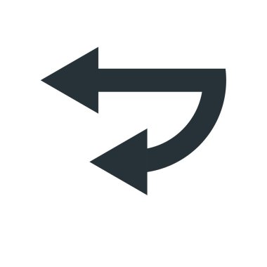 sol ok simge vektör işareti ve üzerinde beyaz backgro izole sembolü