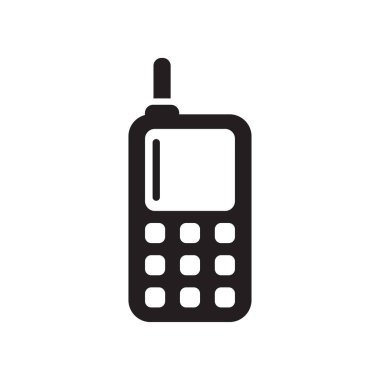 Eski cep telefonu simge vektör işareti ve beyaz b izole sembolü