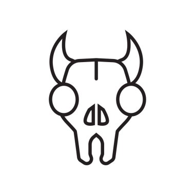 Boğa kafatası simge vektör işareti ve üzerinde beyaz backgro izole sembolü