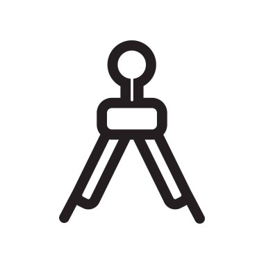 Çizim için pusula matematik araç simge vektör işareti ve beyaz arka planda, pusula matematik aracı daire logo kavramı çizmek için izole sembolü daireler