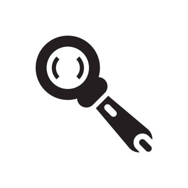 Büyütme objektif simge vektör işareti ve üzerinde beyaz izole sembolü