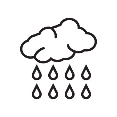 Yağmur simge vektör işareti ve beyaz arka plan üzerinde yağmur logo kavramı izole sembolü