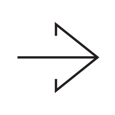 Sağ ok simge vektör işareti ve üzerinde beyaz backgr izole sembolü