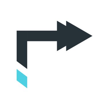 Sağ ok simge vektör işareti ve üzerinde beyaz backgr izole sembolü