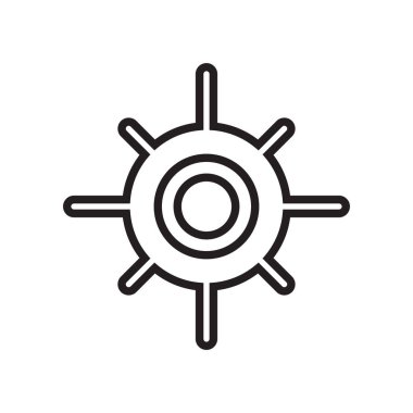 Güneşli simge vektör işareti ve beyaz arka plan üzerinde izole sembolü, 