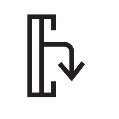 Aşağı ok simge vektör işareti ve üzerinde beyaz backgro izole sembolü