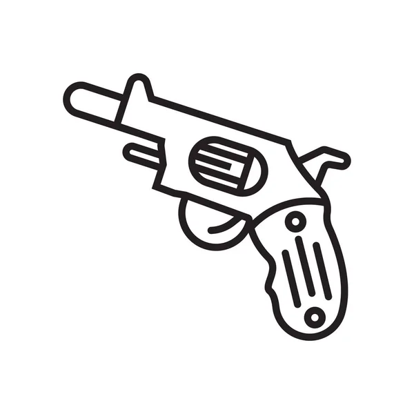 Pistola icono signo vectorial y símbolo aislado sobre fondo blanco, Gu — Vector de stock