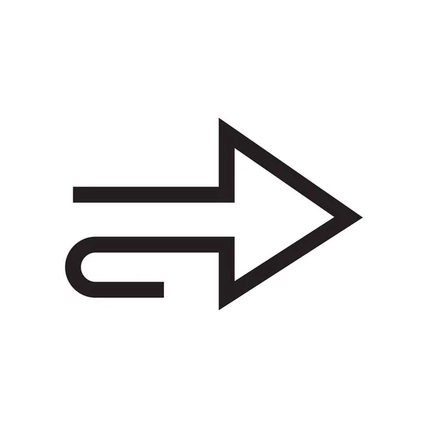Sağ ok simge vektör işareti ve üzerinde beyaz backgr izole sembolü — Stok Vektör