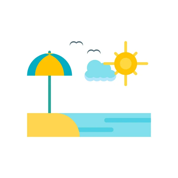 Icono de playa signo vectorial y símbolo aislado sobre fondo blanco — Vector de stock