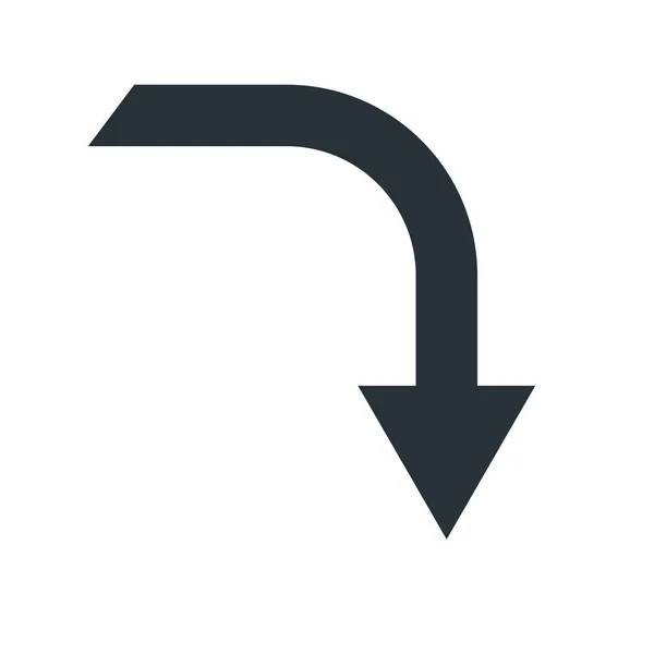 Знак вектора стрелки вниз и символ, изолированный на белом бэкгро — стоковый вектор