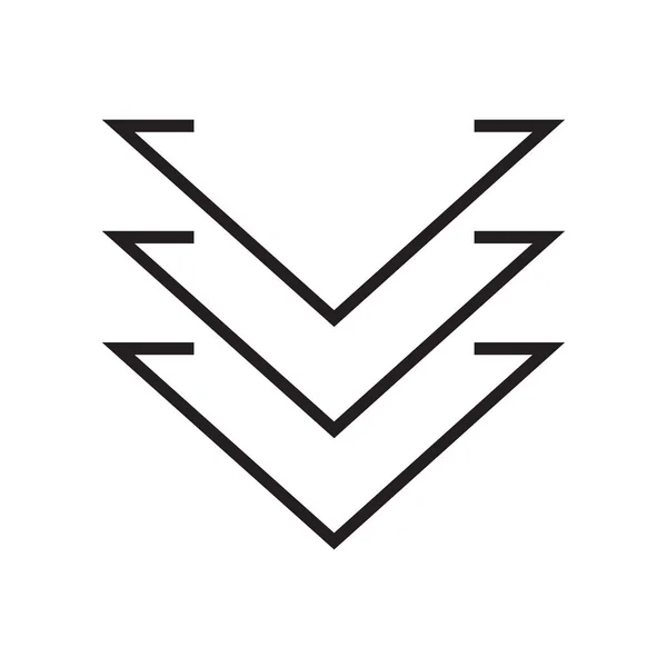 Sinal e símbolo do vetor do ícone de chevron para baixo isolado no backg branco —  Vetores de Stock