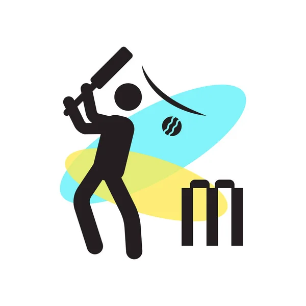 バット アイコン ベクトル記号とシンボルに分離のクリケット選手 — ストックベクタ