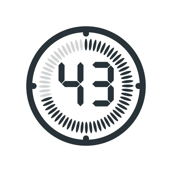 O ícone de 43 minutos isolado no fundo branco, relógio e watc — Vetor de Stock