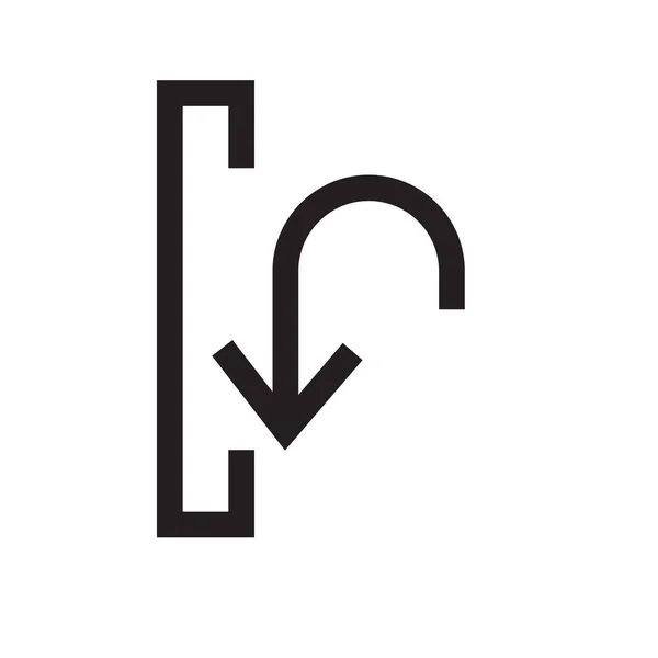 Beneden pijl pictogram vector teken en symbool geïsoleerd op witte backgro — Stockvector