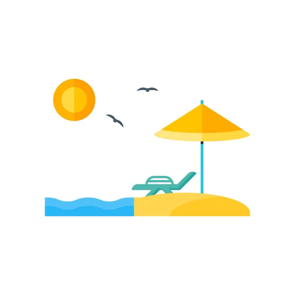 Icono de playa signo vectorial y símbolo aislado sobre fondo blanco — Vector de stock