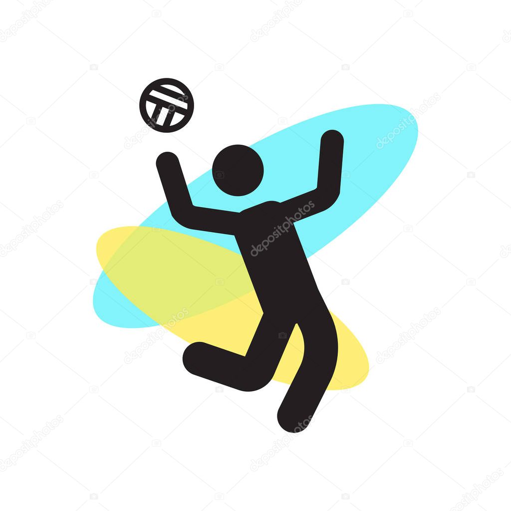 Man Playing volleyball icon vector isolated on white background for your web and mobile app design, Man Playing volleyball logo concept