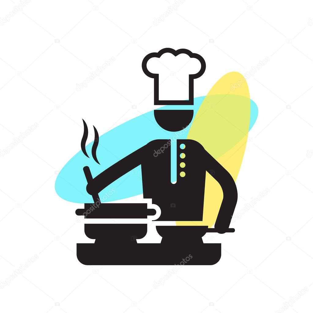 Chef cooking on Stove icon vector isolated on white background for your web and mobile app design, Chef cooking on Stove logo concept