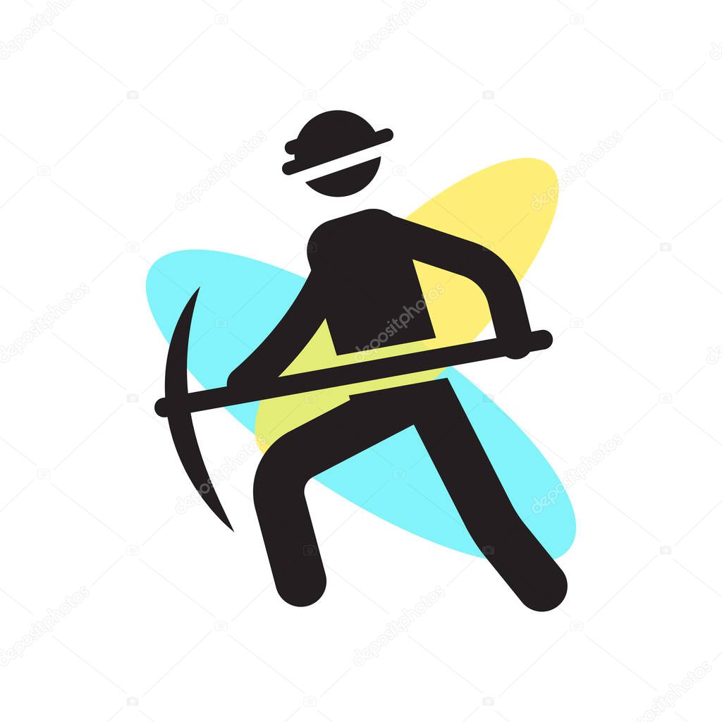 Worker Digging a Hole icon vector sign and symbol isolated on wh