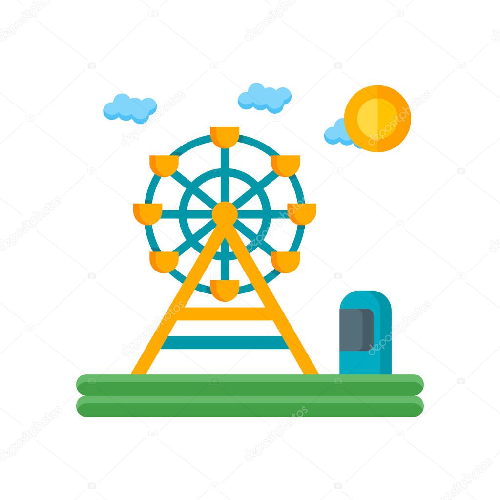 Amusement park icon vector sign and symbol isolated on white bac