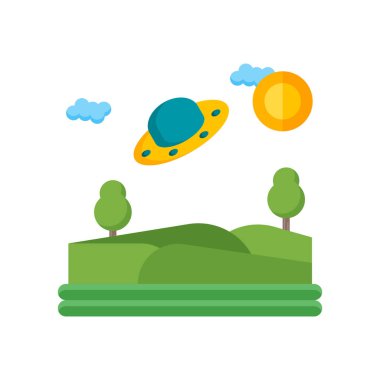 UFO simge vektör işareti ve beyaz arka plan üzerinde izole sembolü